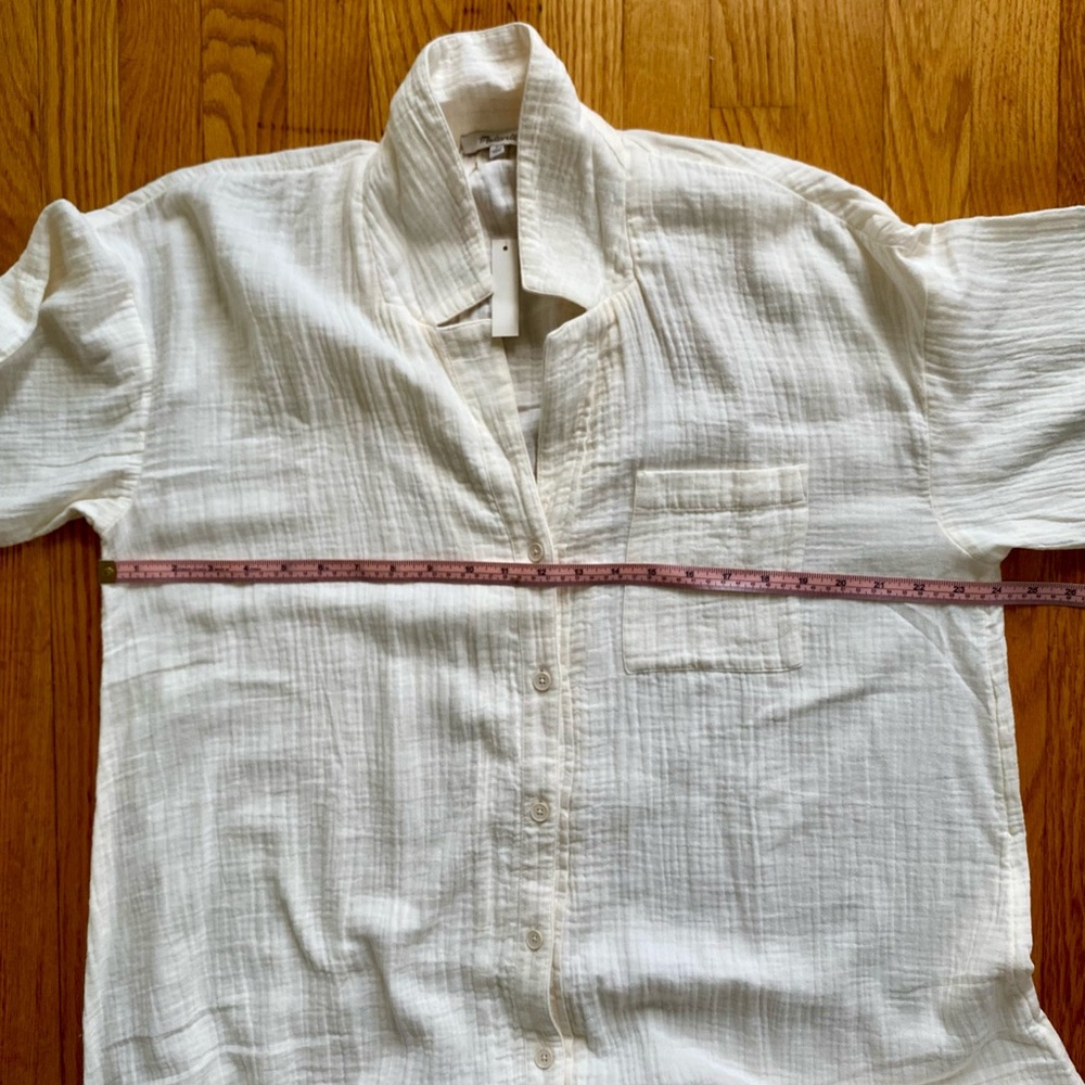 Madewell | Cream Cotton Gauze Button-up Caftan Duster Cover-up | Sz M - Picture 10 of 10